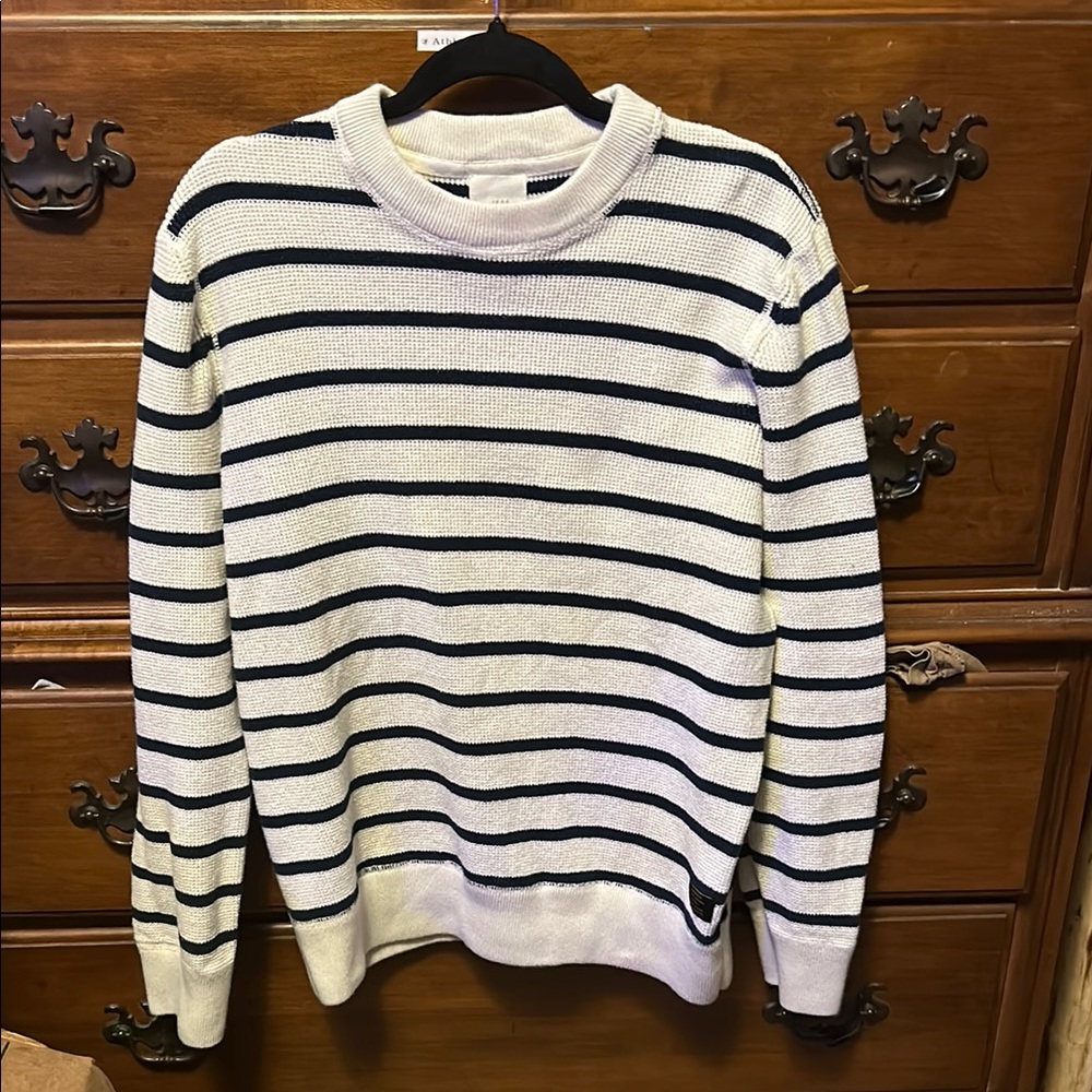 H&M Black and White Crewneck Sweater with Timeless Stripes